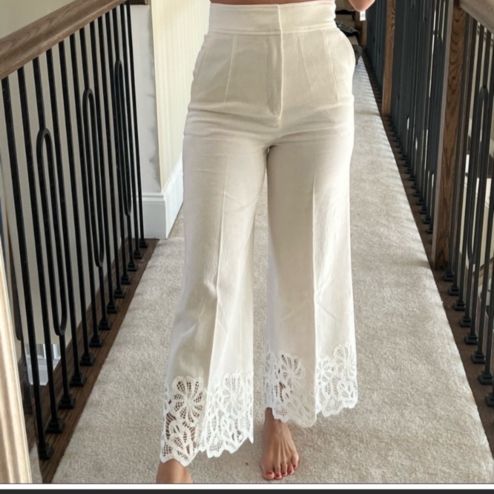 ZARA RUSTIC TROUSERS WITH LACE TRIM LIMITED EDITION
